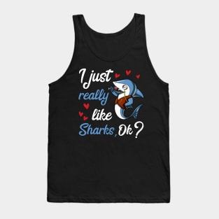 I Just Really Like Sharks Funny Ocean Wine Party Tank Top